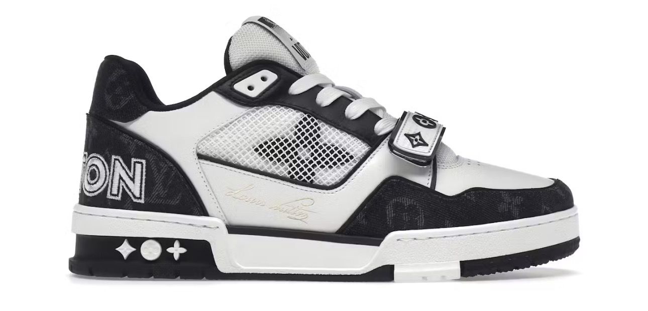Louis Vuitton LV Trainer Velcro Strap Monogram Denim Black White