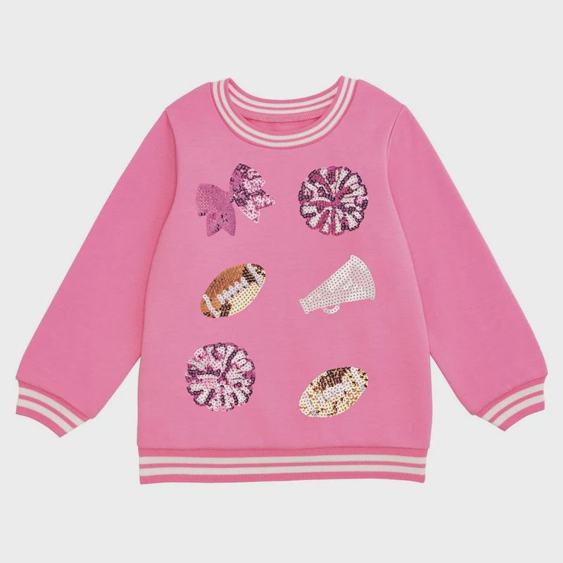 Sequin Cheer Sweatshirt, Colour: Pink, Size: S-12M/18M