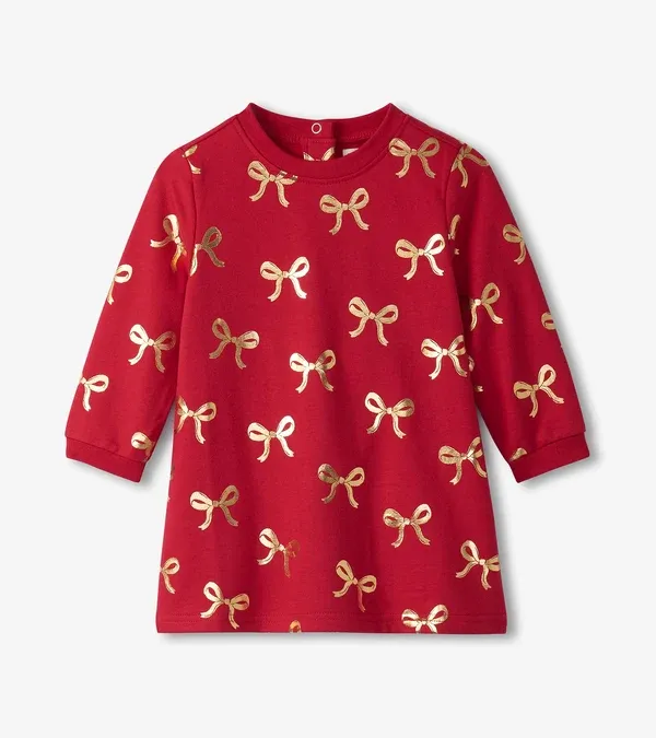 Bow Foil Dress, Colour: Red, Size: 12-18