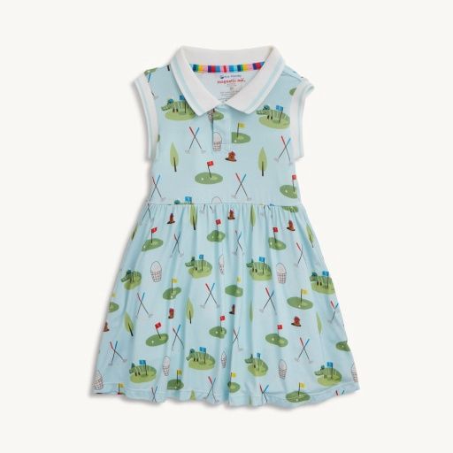Magnetic Modal Polo Dress, Colour: Gopher It, Size: 2T