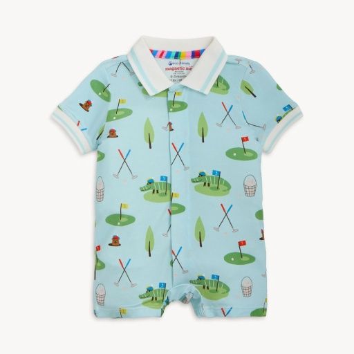 Magnetic Modal Polo Romper, Colour: Gopher It, Size: 0-3M