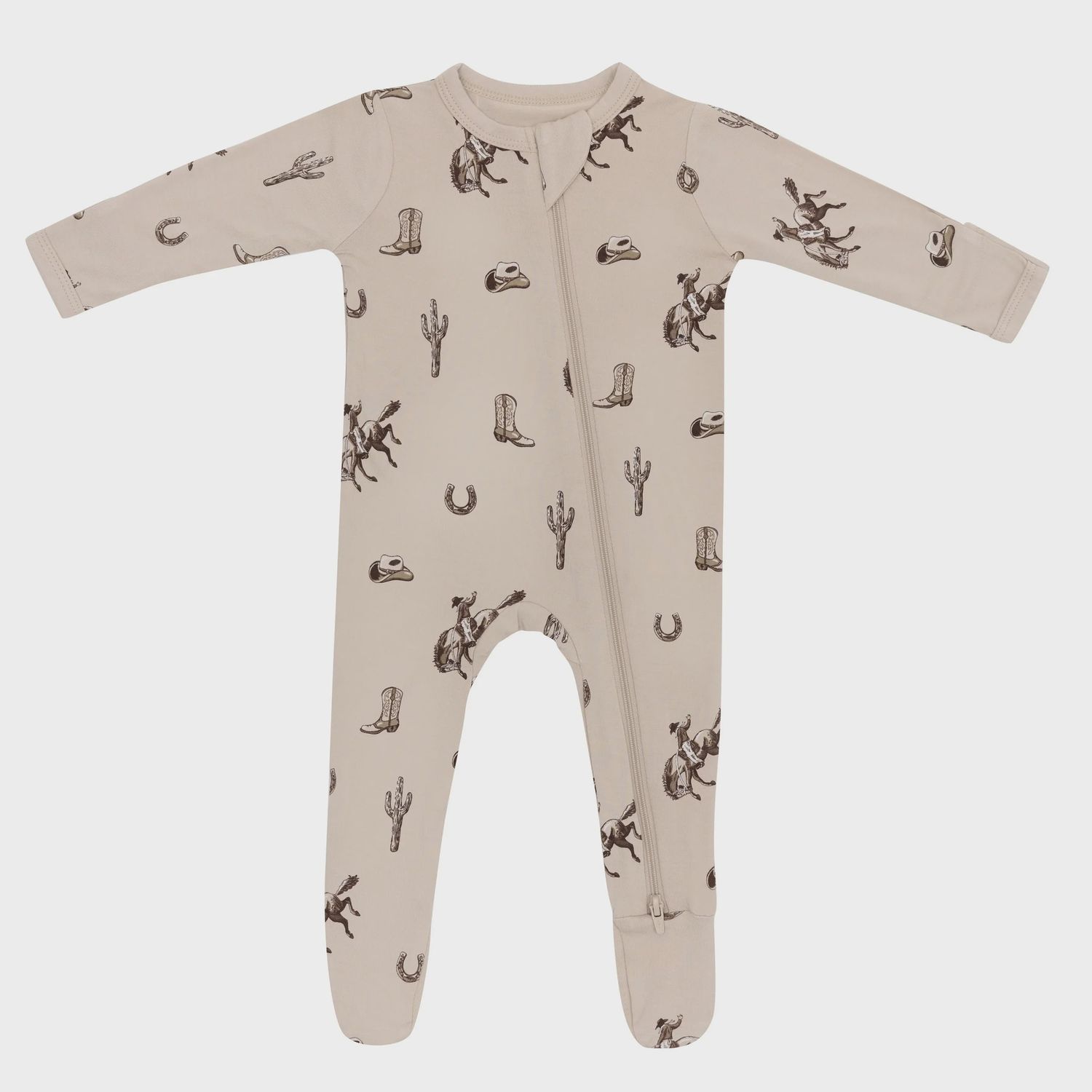 Printed Zip Footie / Classic Cowboy, Size: NB
