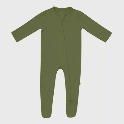 Solid Zip Footie / Olive