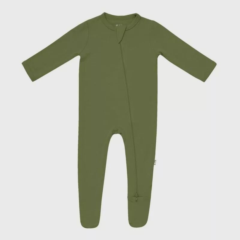 Solid Zip Footie / Olive, Size: PRE