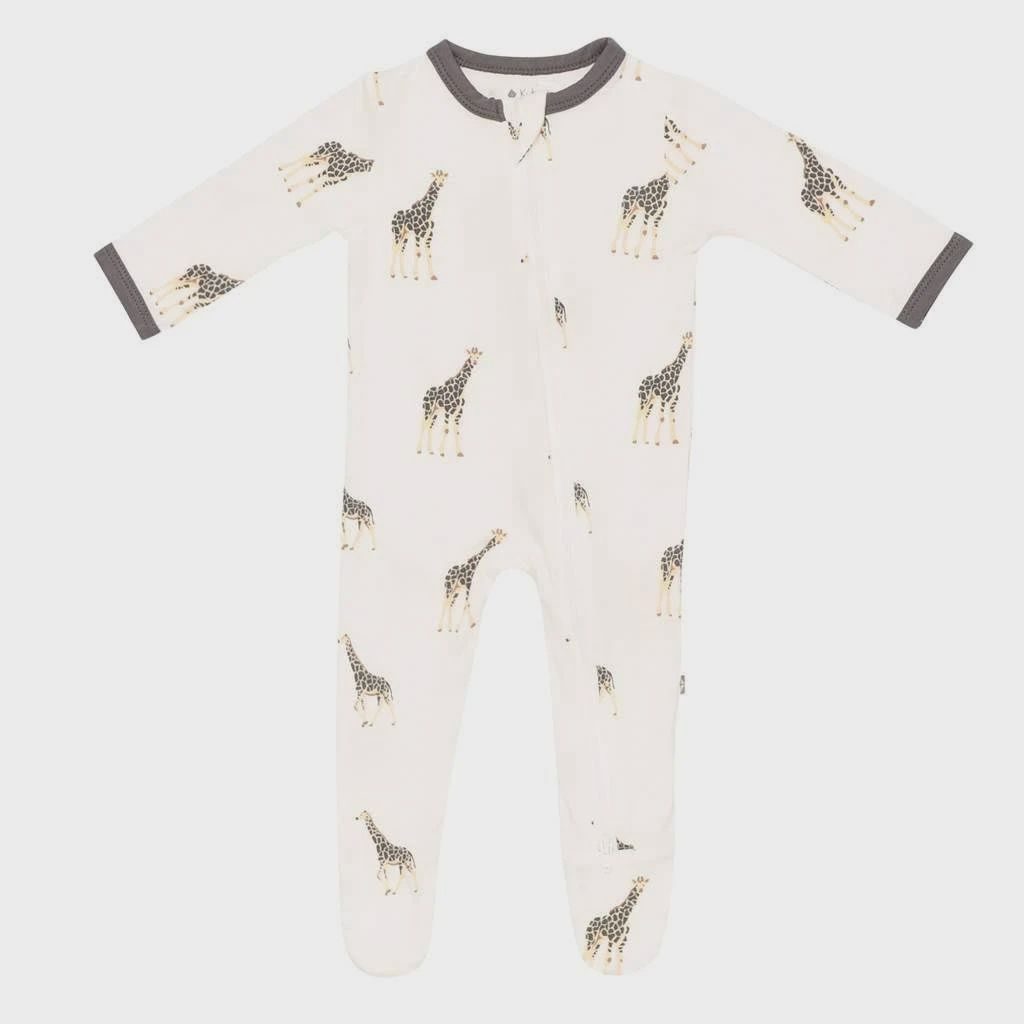 Printed Zip Footie / Giraffe, Size: NB