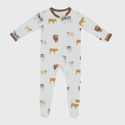 Printed Zip Footie / Moo