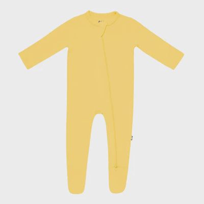 Solid Zip Footie / Butter