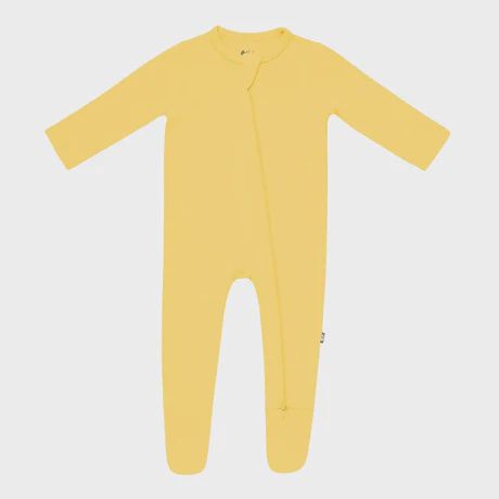 Solid Zip Footie / Butter, Size: PRE