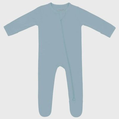 Solid Zip Footie / Dusty Blue