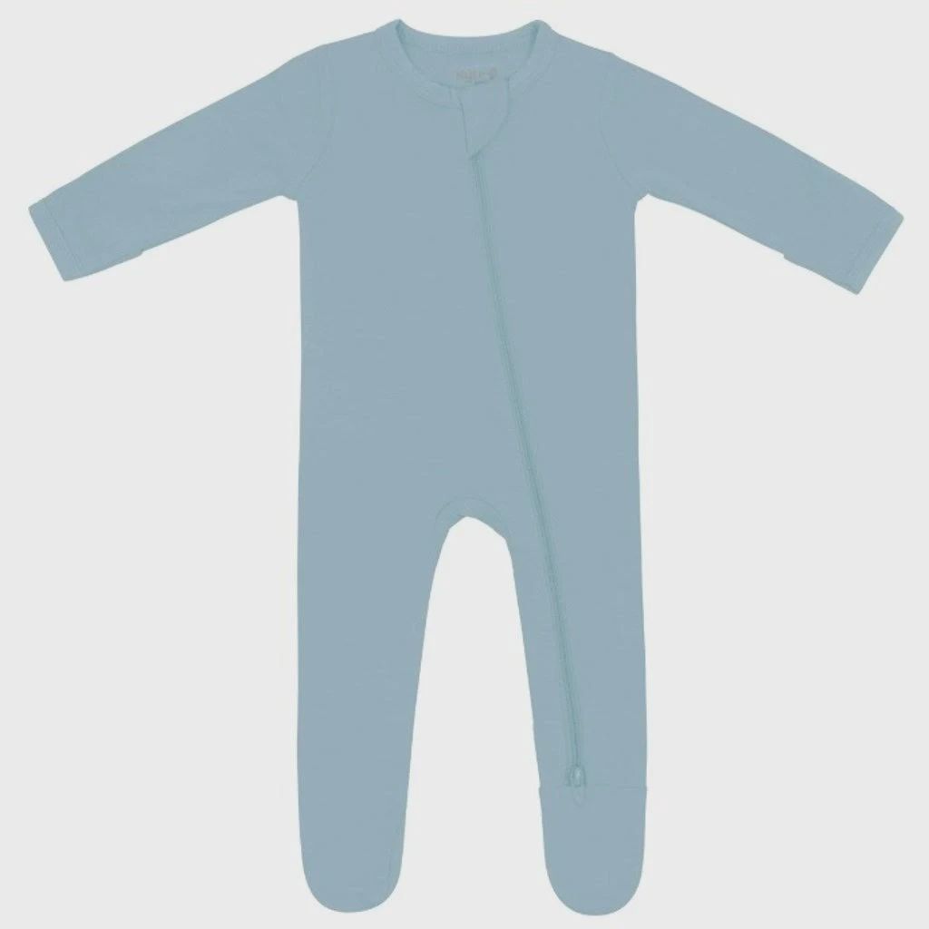 Solid Zip Footie / Dusty Blue, Size: PRE