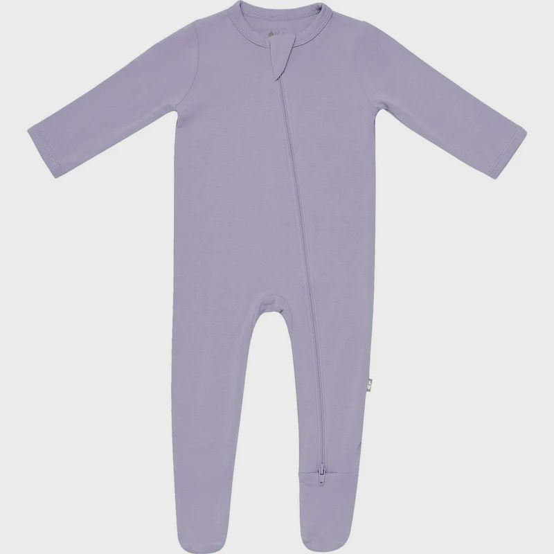 Solid Zip Footie / Taro, Size: 6-12