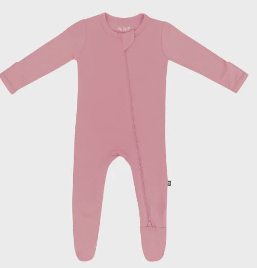 Solid Zip Footie / Apple Blossom, Size: PRE