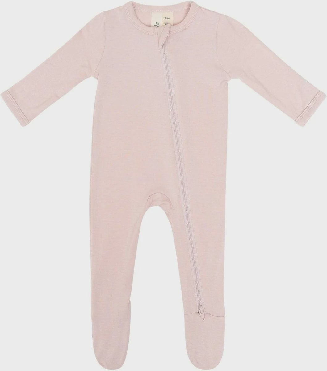 Solid Zip Footie / Blush, Size: 0-3
