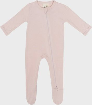 Solid Zip Footie / Blush