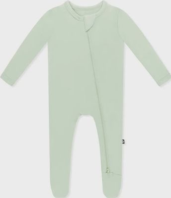 Solid Zip Footie / Basil