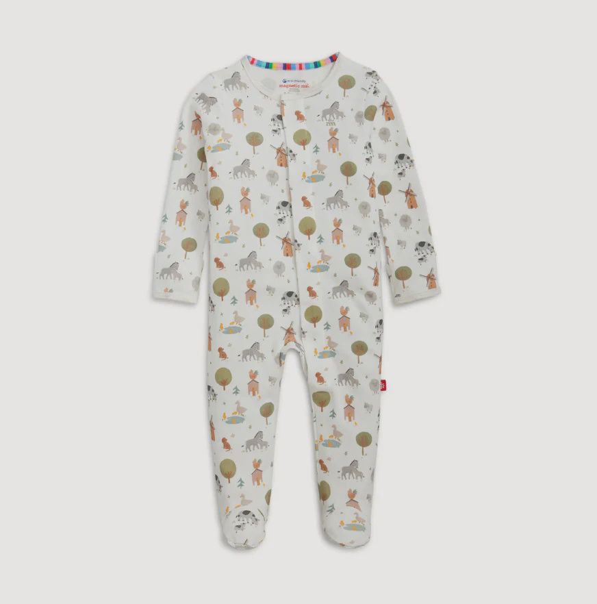 Magnetic Organic Cotton Footie / Funy Farm, Size: PR