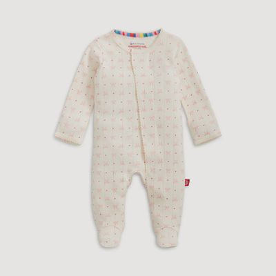 Magnetic Organic Cotton Pointelle Footie / Heart &amp; Bow