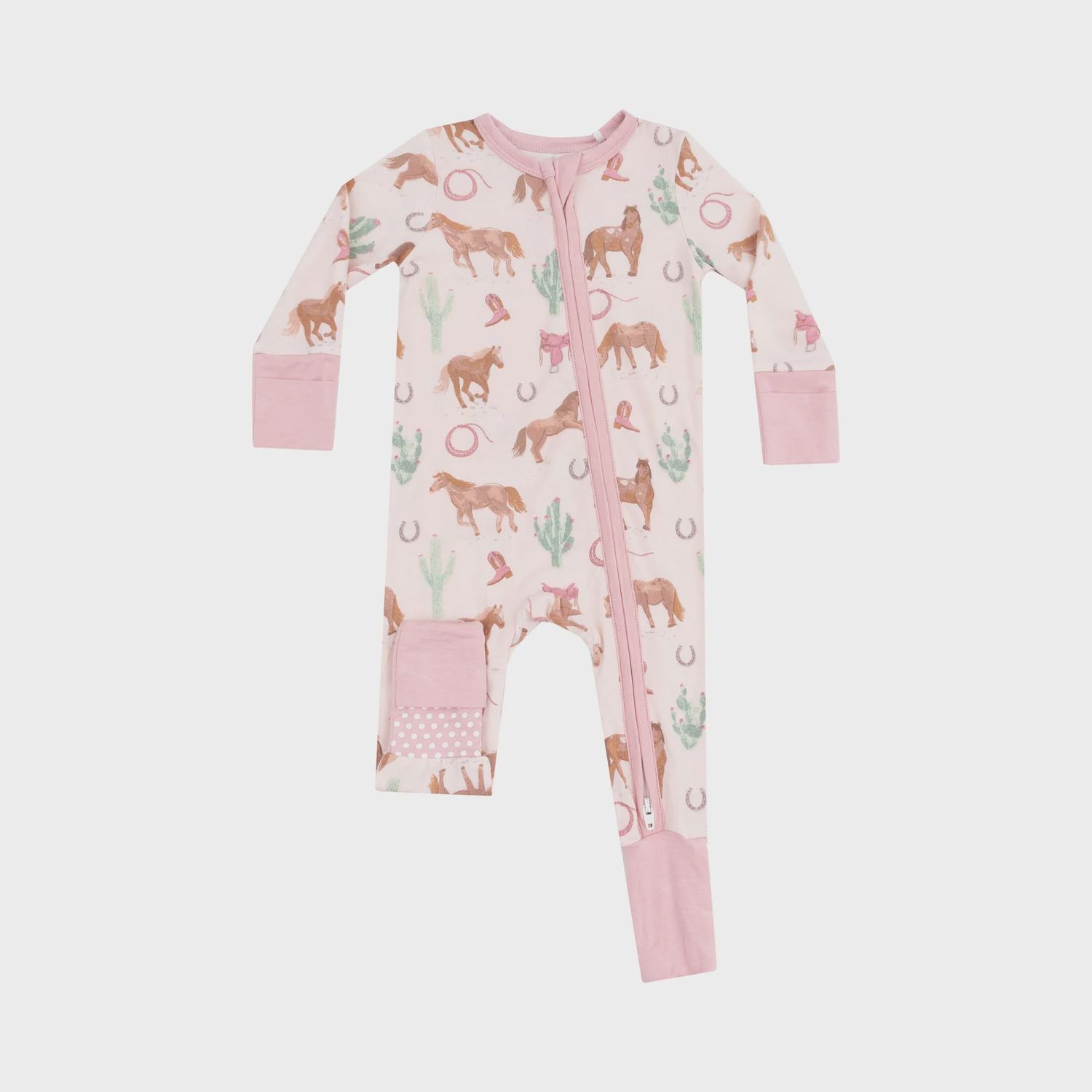 2 Way Zip Romper / Horse Pink, Size: 12-18