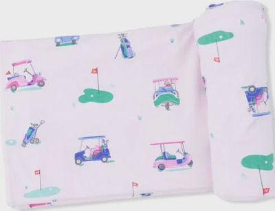Bamboo Swaddle Blanket / Vintage Carts Pink