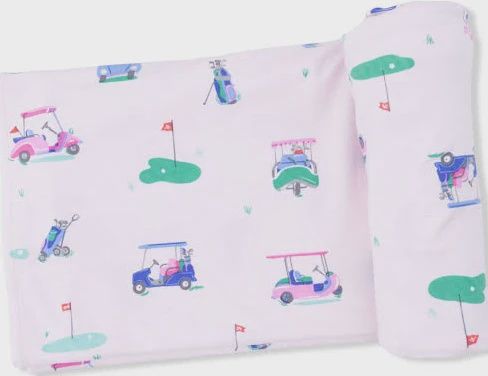 Bamboo Swaddle Blanket / Vintage Carts Pink, Size: 45in x 45in