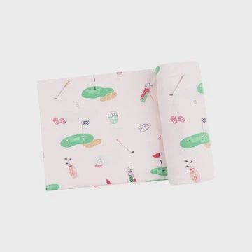Bamboo Swaddle Blanket / Pink Golf, Size: 45in x 45in