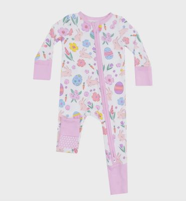 2 Way Zip Romper / Bunny Pink