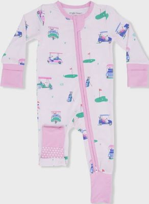 2 Way Zip Romper / Vintage Carts Pink