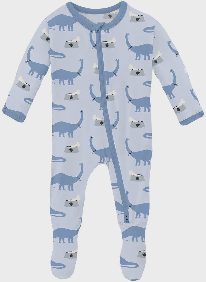 Print Zip Footie / Pet Dino, Size: PRE