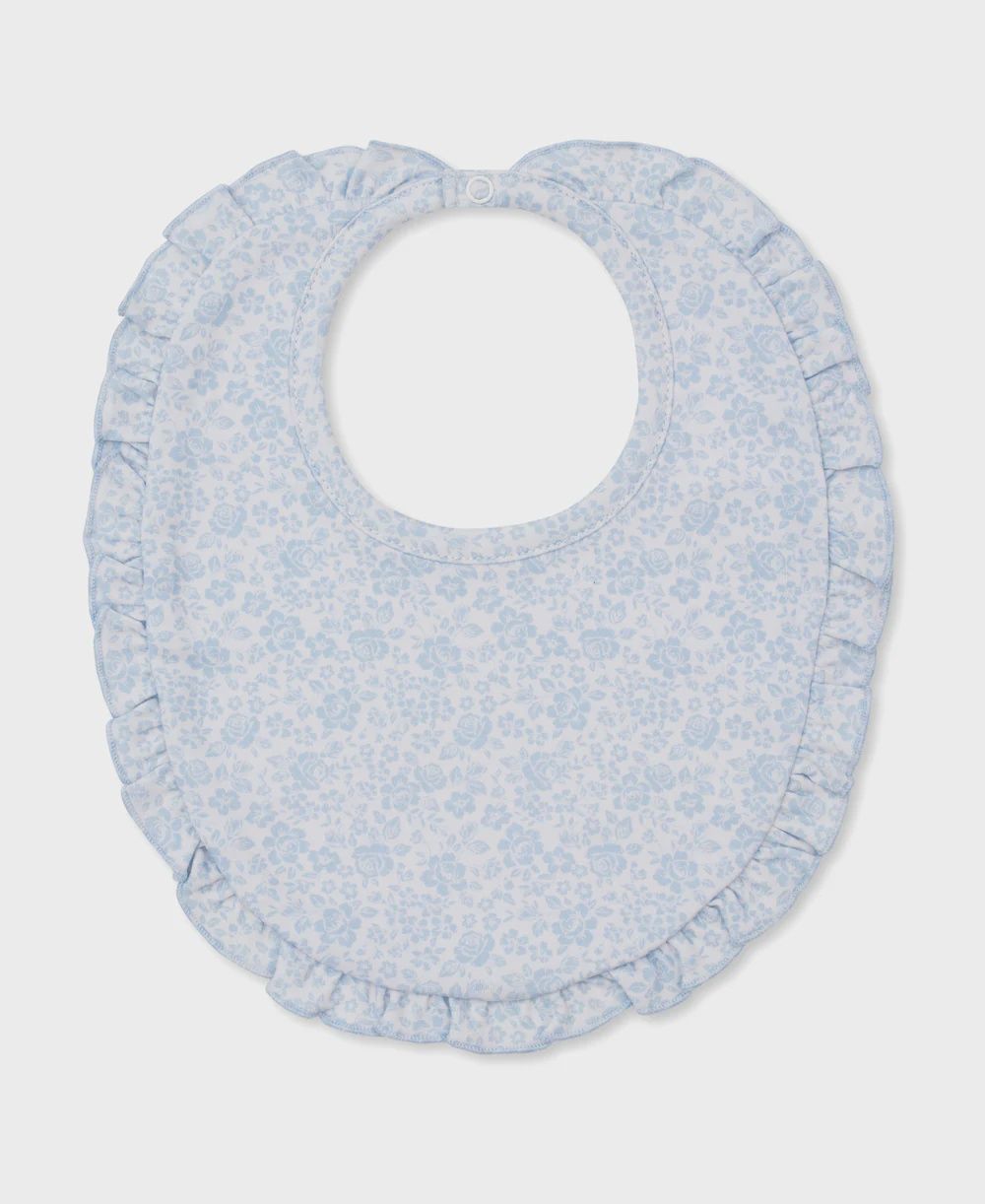 Ruffle Bib / Light Blue Country Gardens