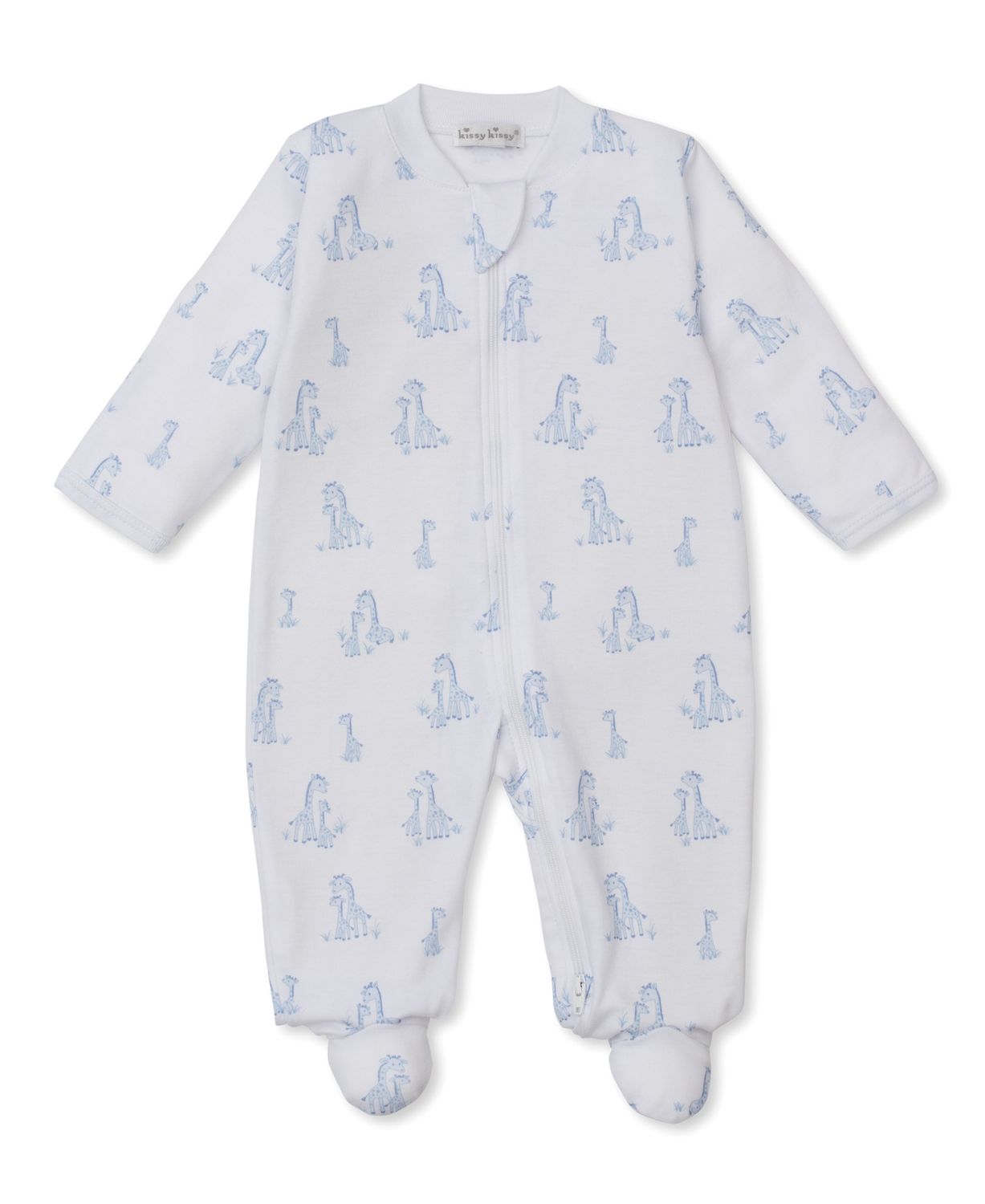 Zip Footie / Giraffe Blue, Size: 0-3