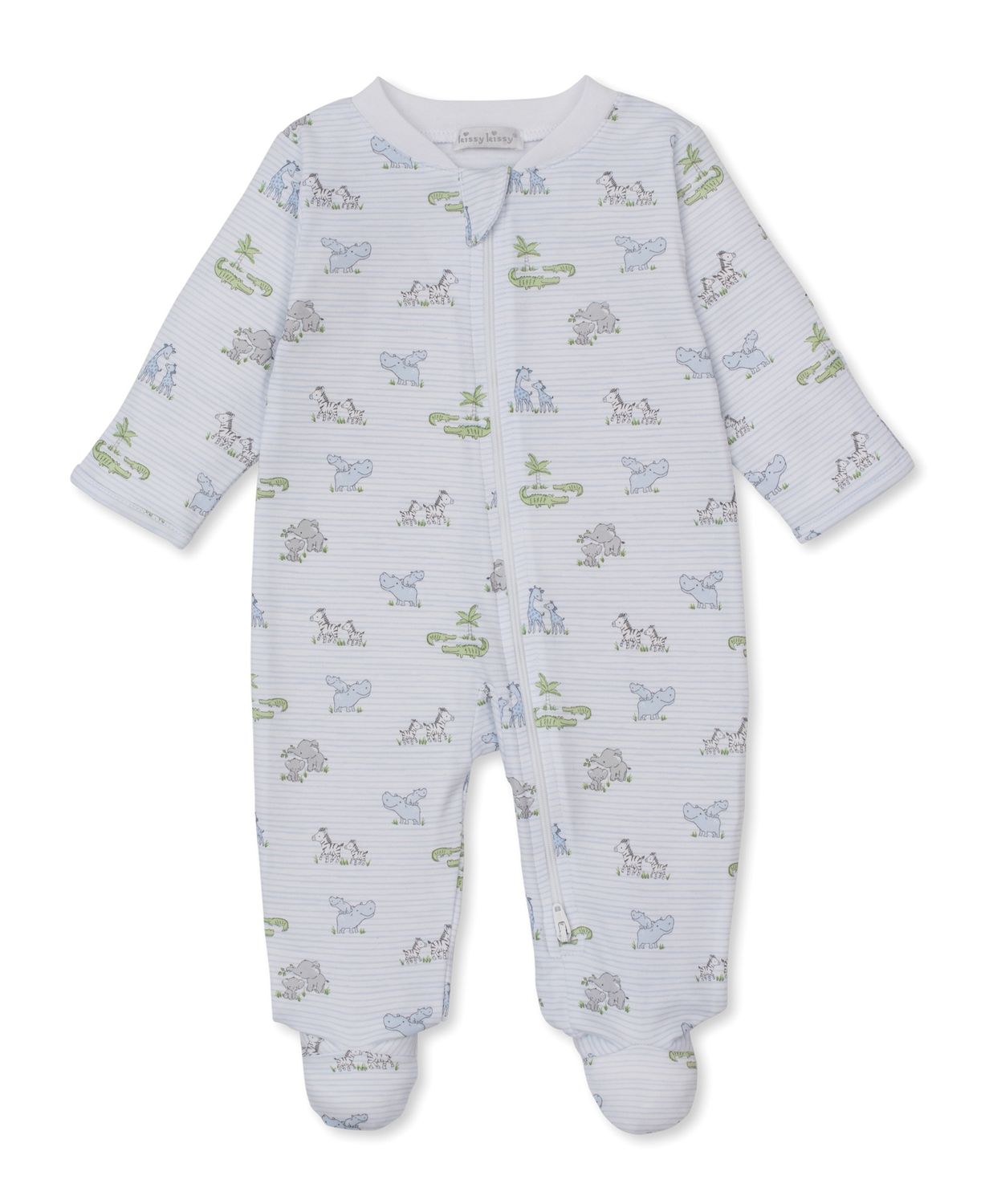 Zip Footie / Blue Safari Party, Size: NB