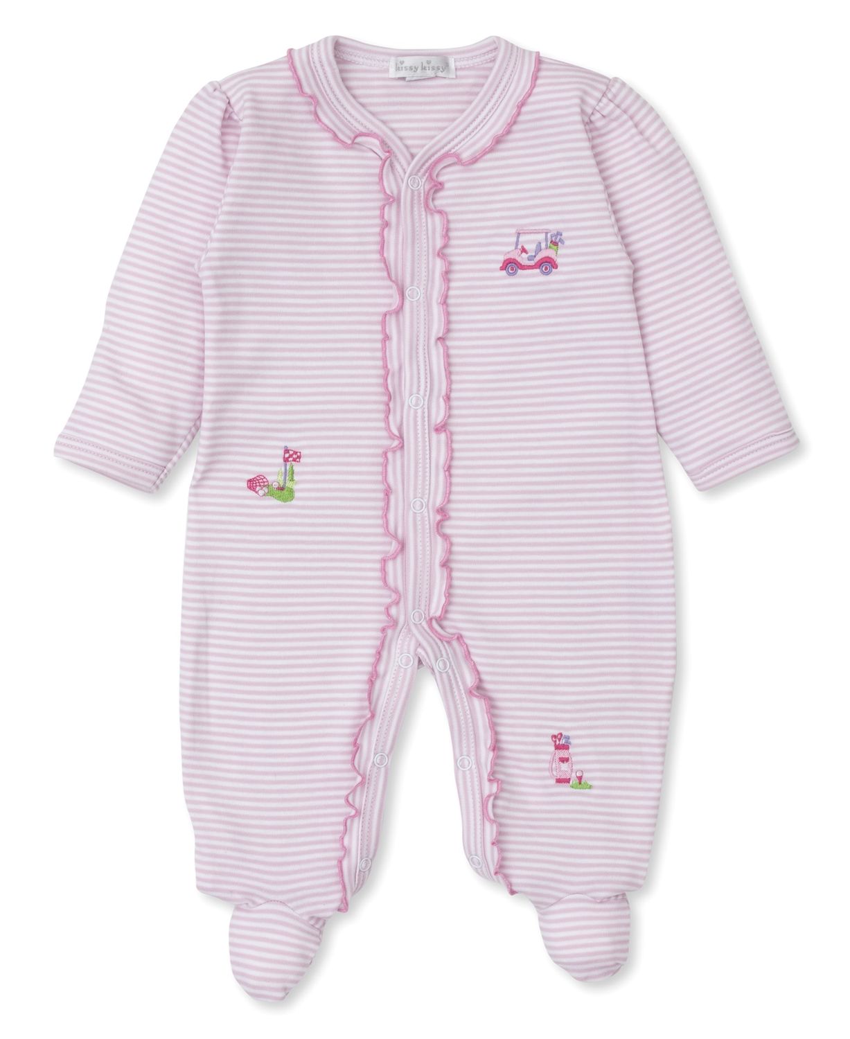 Stripe Footie / Golf Pink, Size: 6-9