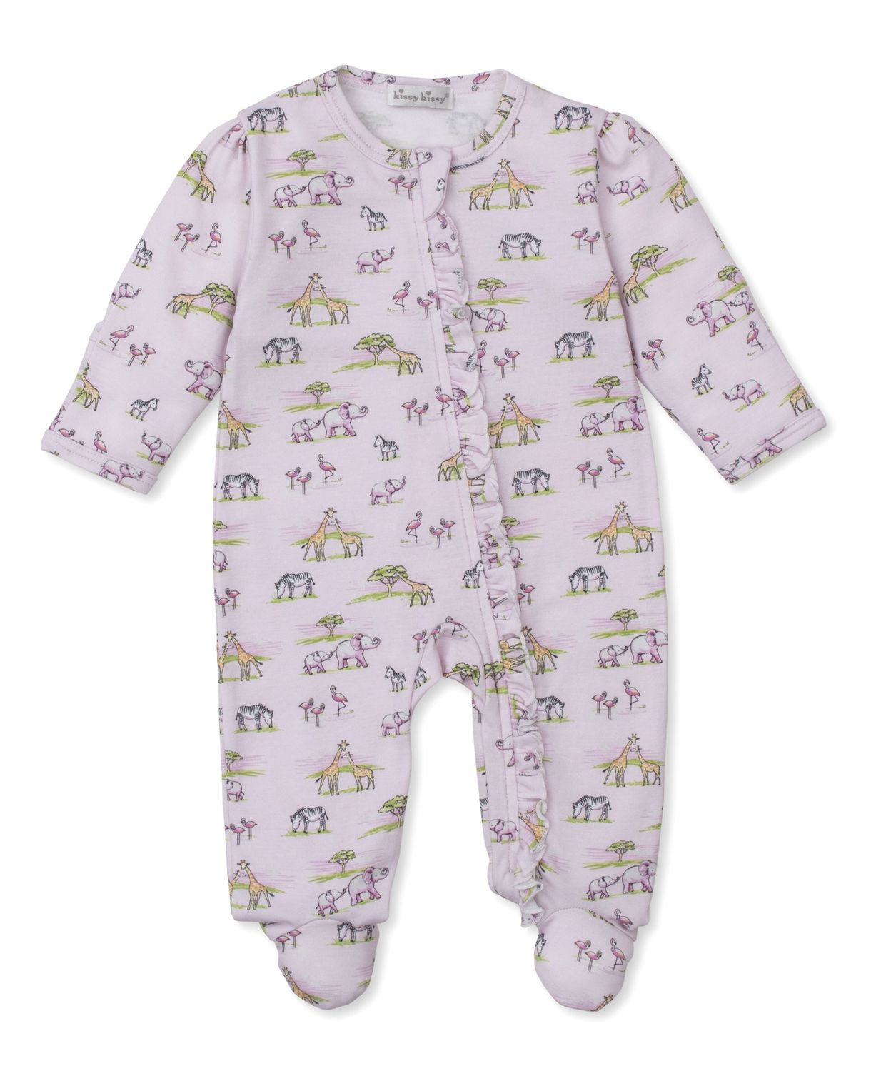 Zip Footie / Pink Jungle Safari, Size: 9-12