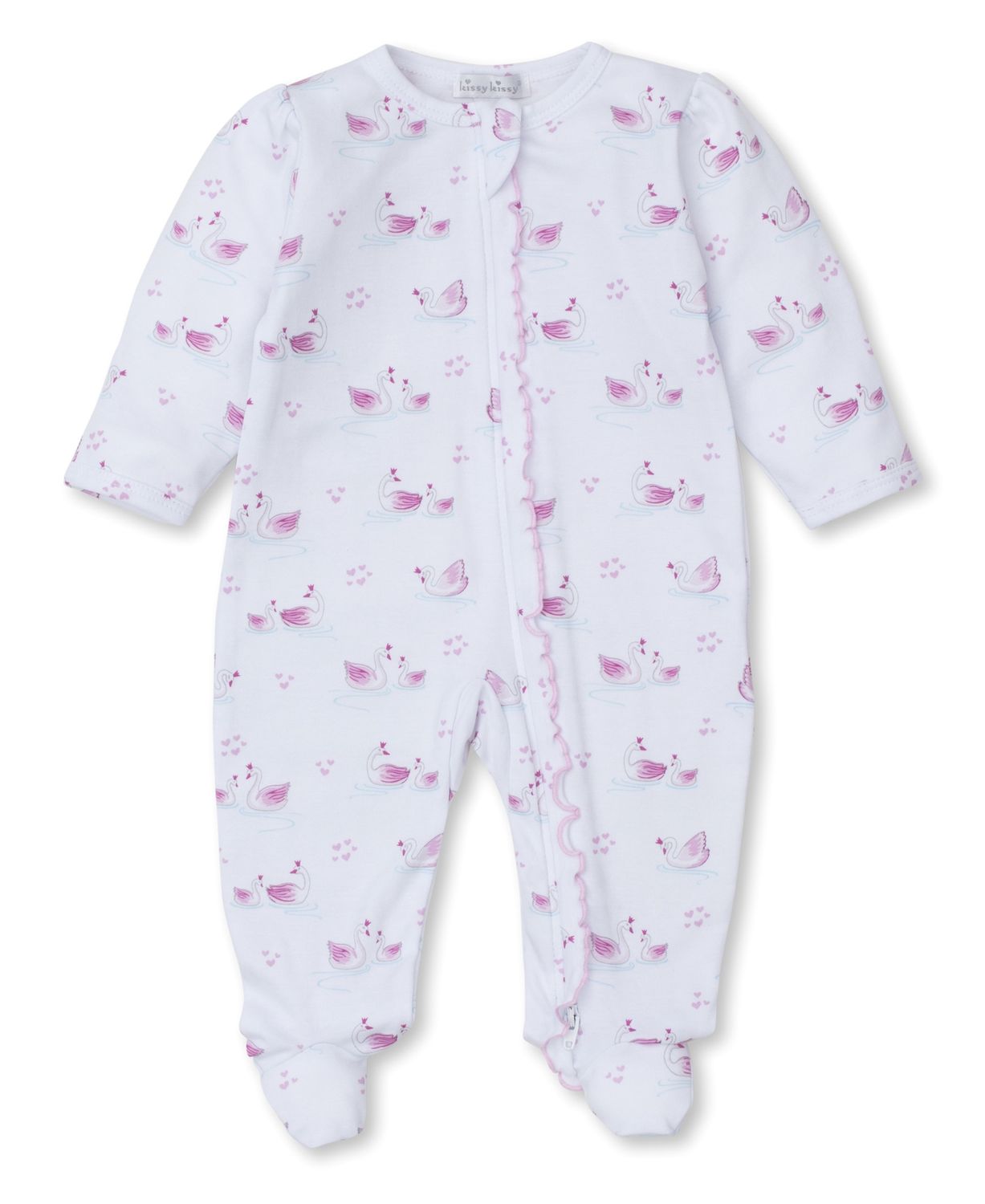 Zip Footie / Swan, Size: NB