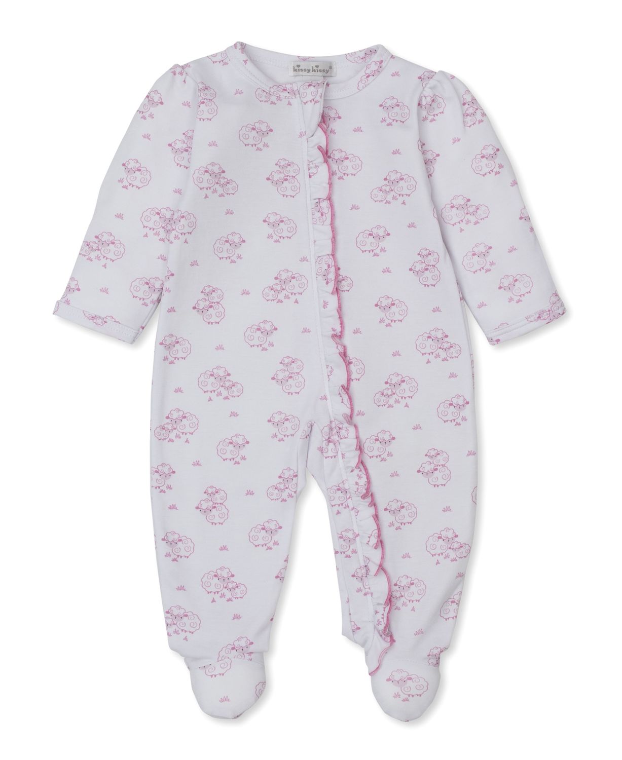 Zip Footie / Sweet Sheep Pink, Size: 0-3