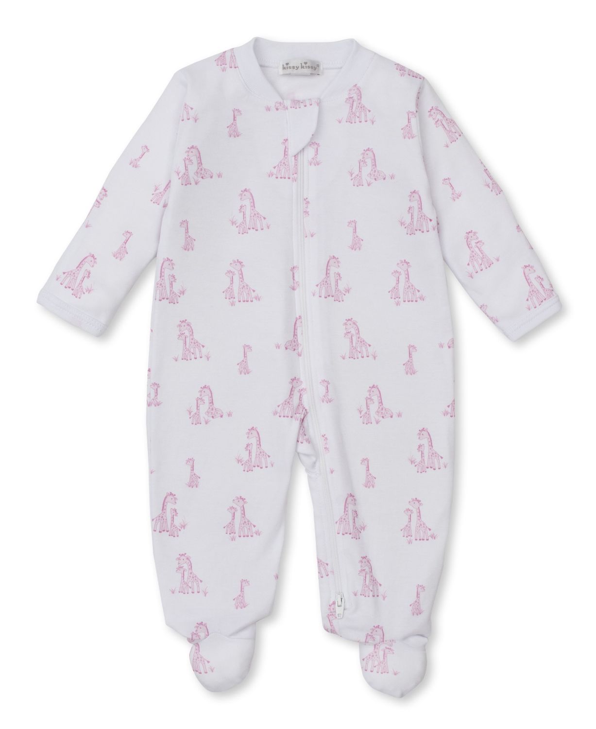 Zip Footie / Giraffe Pink, Size: 6-9