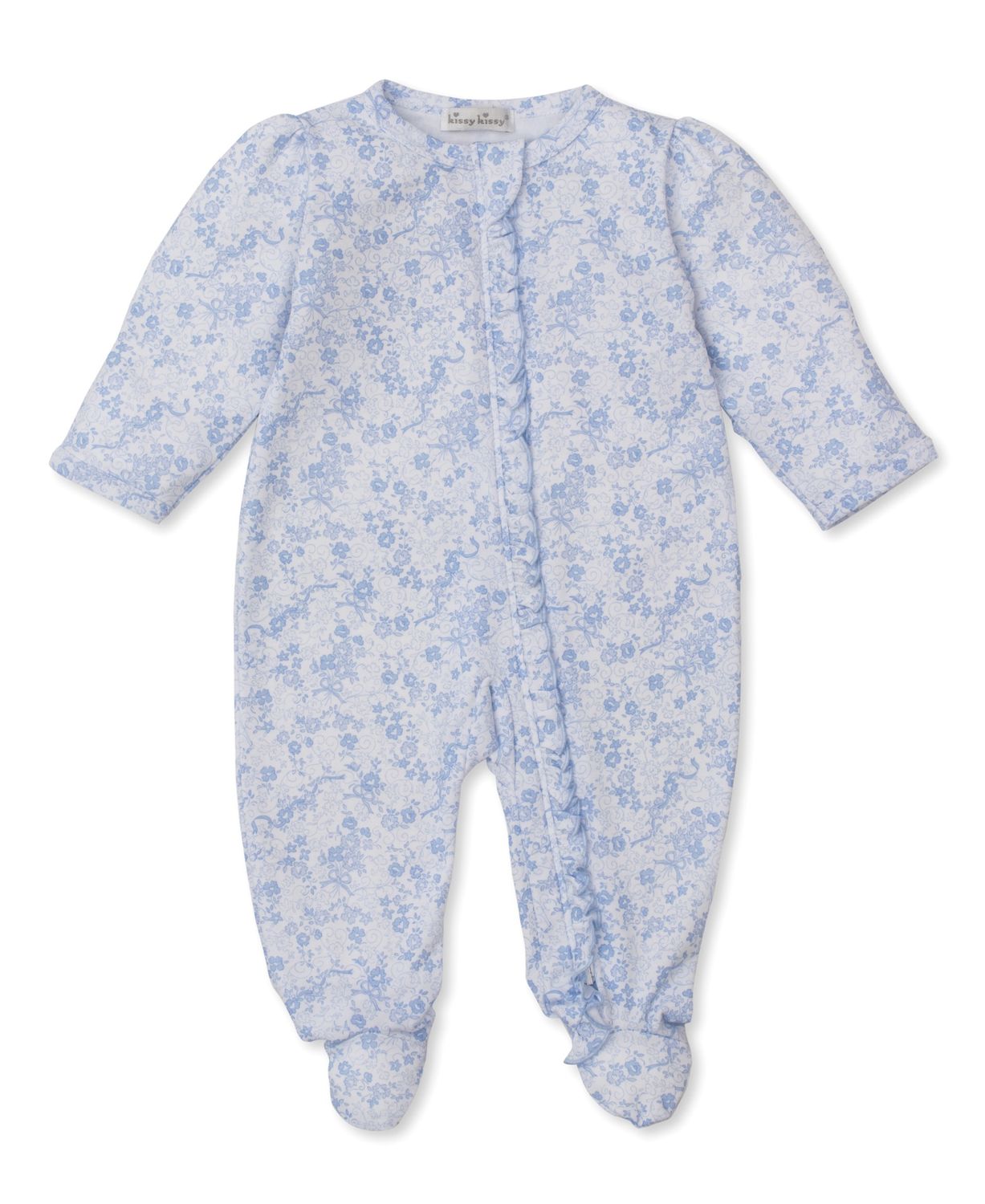 Zip Footie / Blue Rose, Size: NB