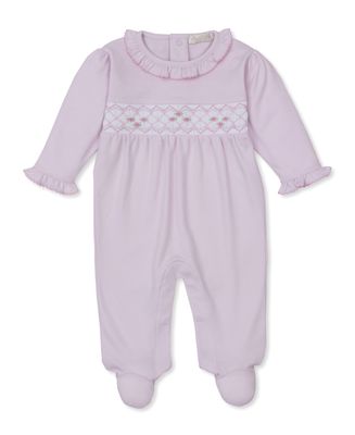 Hand Smocked Footie / CLB Pink