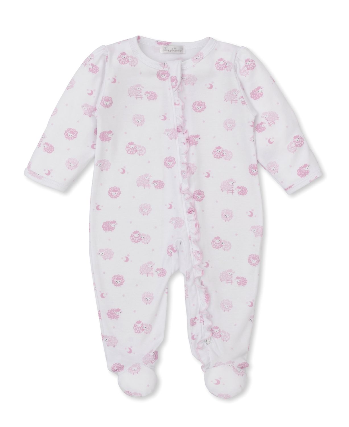 Zip Footie / Pink Sheep, Size: 9-12