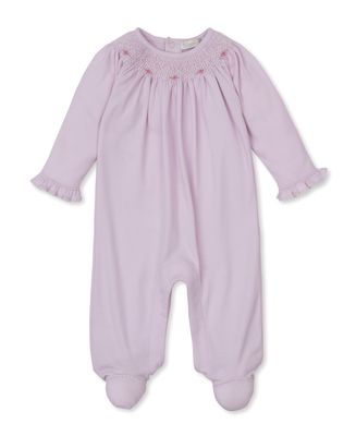 Hand Smocked Footie / Pink Rose