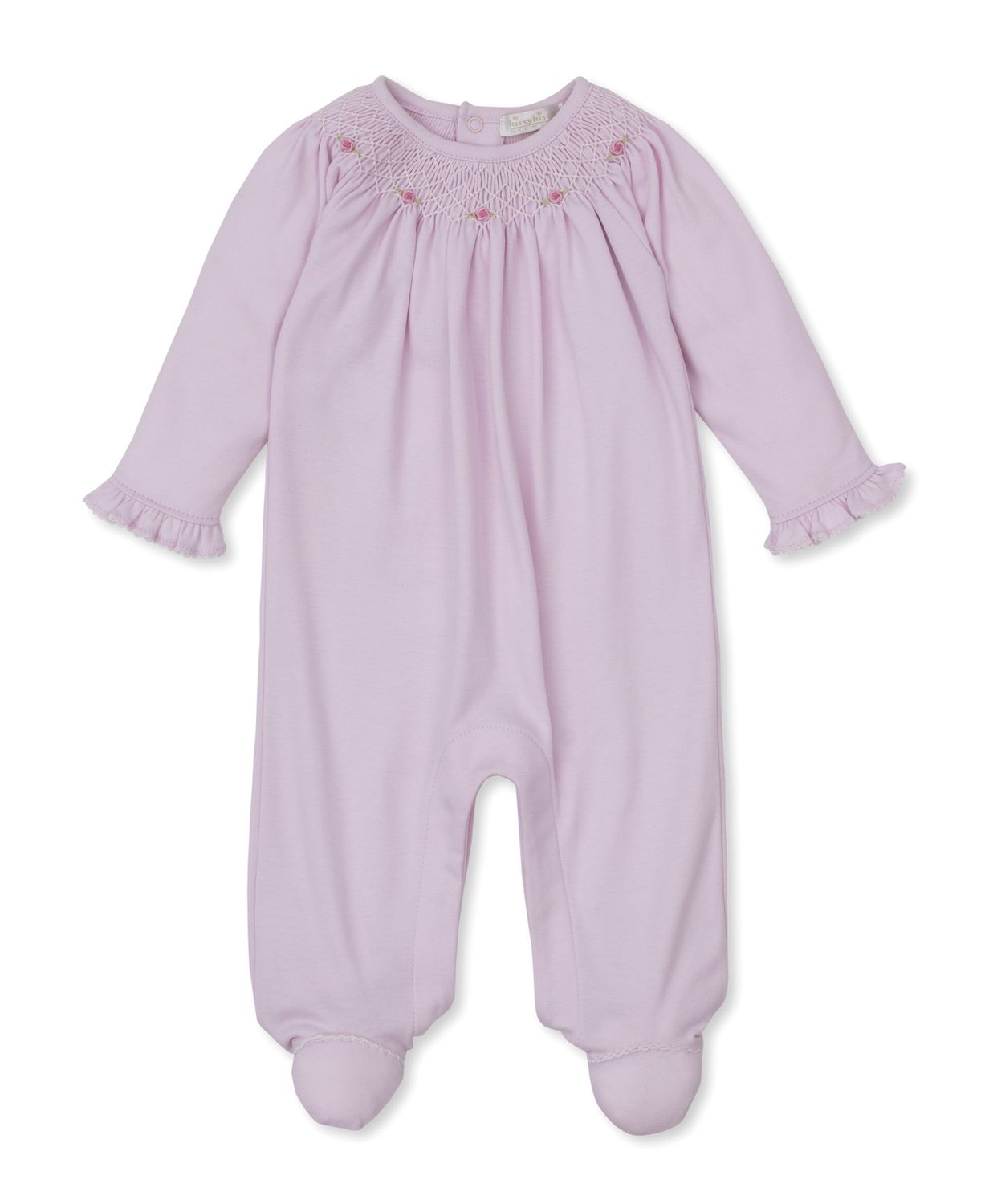 Hand Smocked Footie / Pink Rose, Size: 0-3