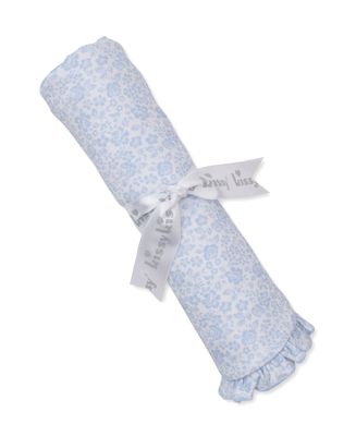 Pima Cotton Ruffle Blanket / Light Blue Country Gardens