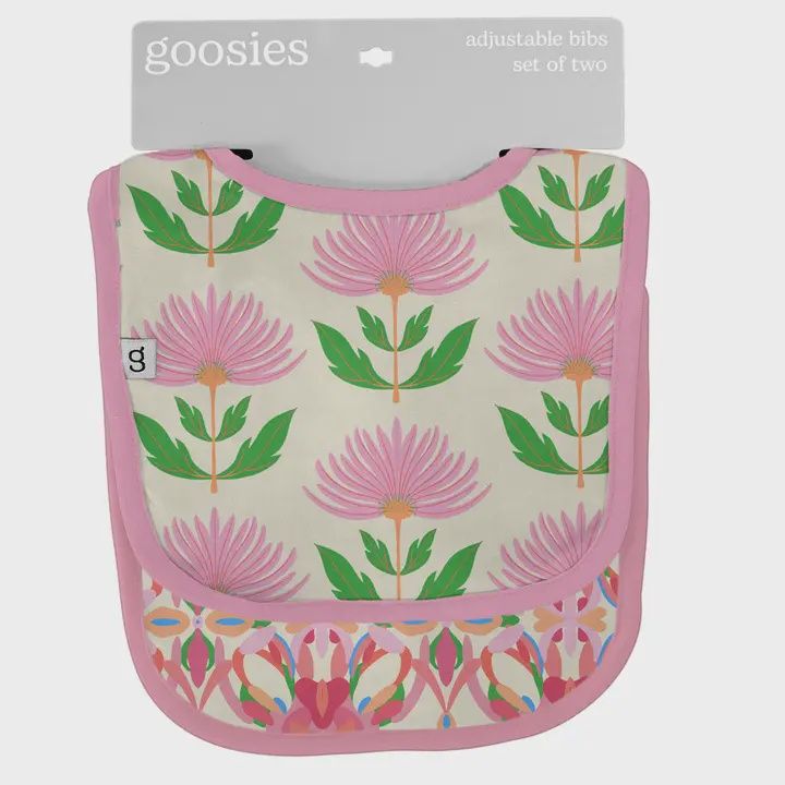 Bib Set / Pink Block Flower