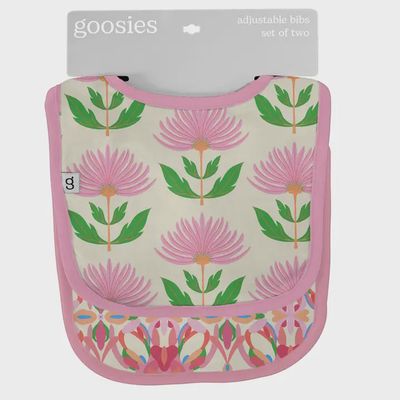 Bib Set / Pink Block Flower