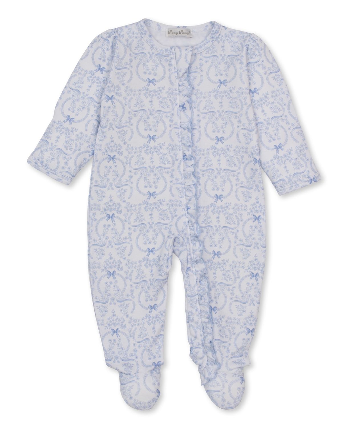 Zip Footie / Blooming Bows Blue