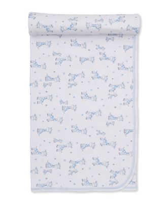 Pima Cotton Blanket / Just Giraffes Blue