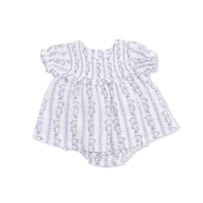 Smocked Ruffle Bubble With Skirt / Kimberly Floral Stripe