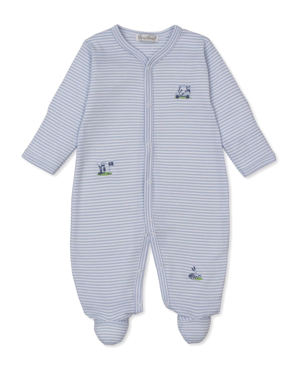 Stripe Footie / Golf Championship Blue, Size: 0-3