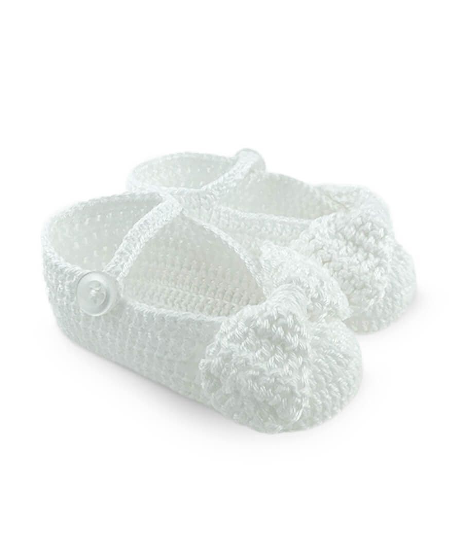 Crochet Bow Bootie / White, Size: Newborn