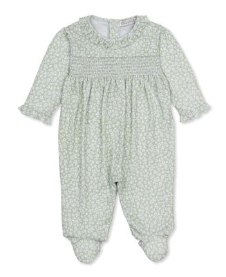 Hand Smocked Footie / Autumn Meadows Green